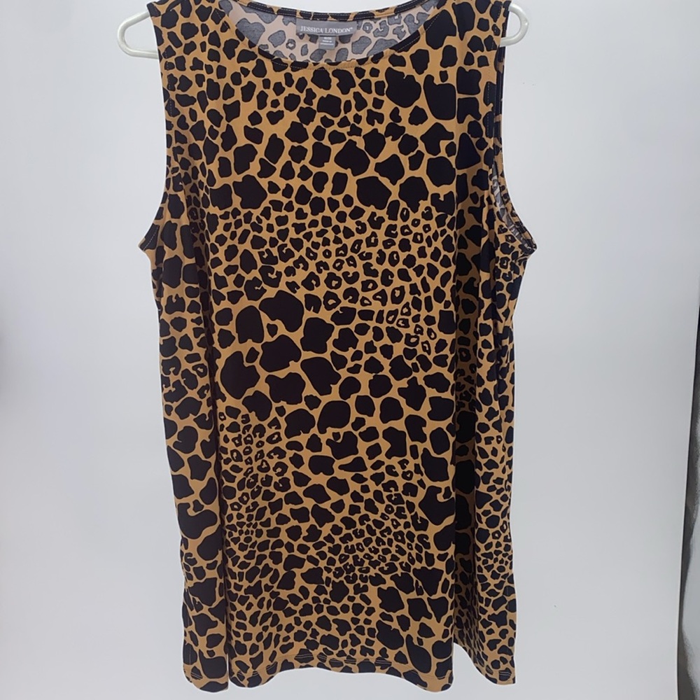 Jessica London Animal Print Short Sleeve Knit Top
